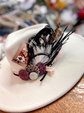Load image into Gallery viewer, Custom Styled Soft White Wide Brim Hat Boho Western Women&#39;s Flea Market Round Top
