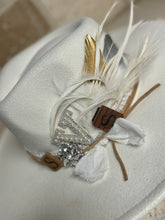 Load image into Gallery viewer, Custom Styled Soft White Wide Brim Hat Boho Western Women&#39;s Flea Market Round Top
