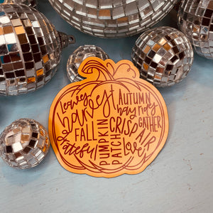 Fall Words in a Pumpkin-shaped Magnet , Inspirational, Fridge Magnet, Motivational Magnet