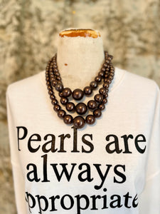 Brown 3 Strand Pearl Necklace
