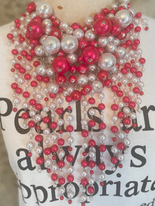Not Ya Mama's Pearl Necklace Hot Pink and White Pearls
