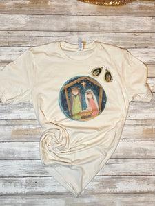 Nativity Tshirt || Christmas Tshirt  ||  A STAR IS BORN NATIVITY SCENE CHRISTMAS TEE || Oh Come Let Us Adore Him Christmas Nativity Shirt