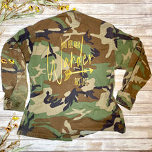 Load image into Gallery viewer, Not All Who Wander are Lost Vintage BDU Camo jacket Vintage Camo Jacket Authentic Military Issued Field Jacket All sizes, Unisex Jackets
